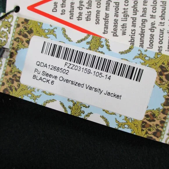 Boohoo PU Sleeve Oversized Varsity Jacket Womens US 2 UK 6 Black Green NWT NEW - Picture 8 of 9